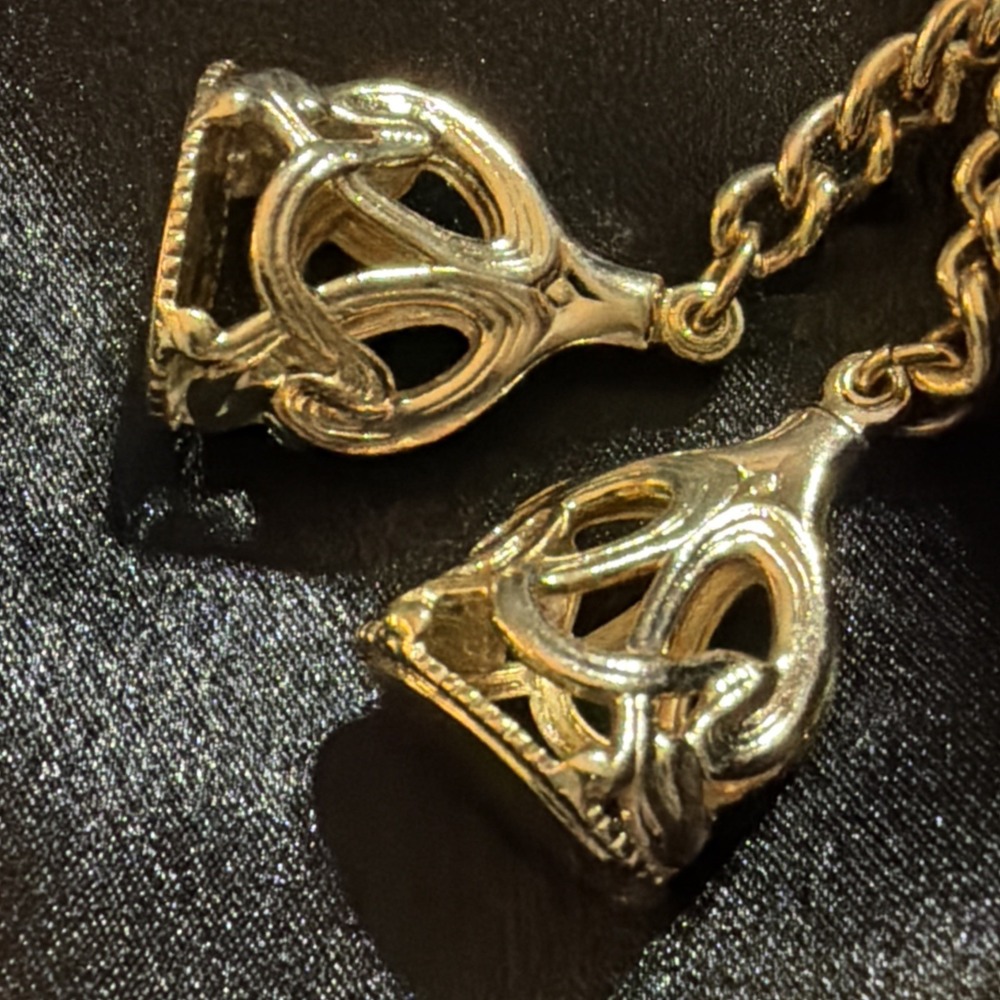 Vintage 1950s Georgian Style Double Charm Wax Seal Fob Gold Tone Chain Bracelet - Picture 6 of 9